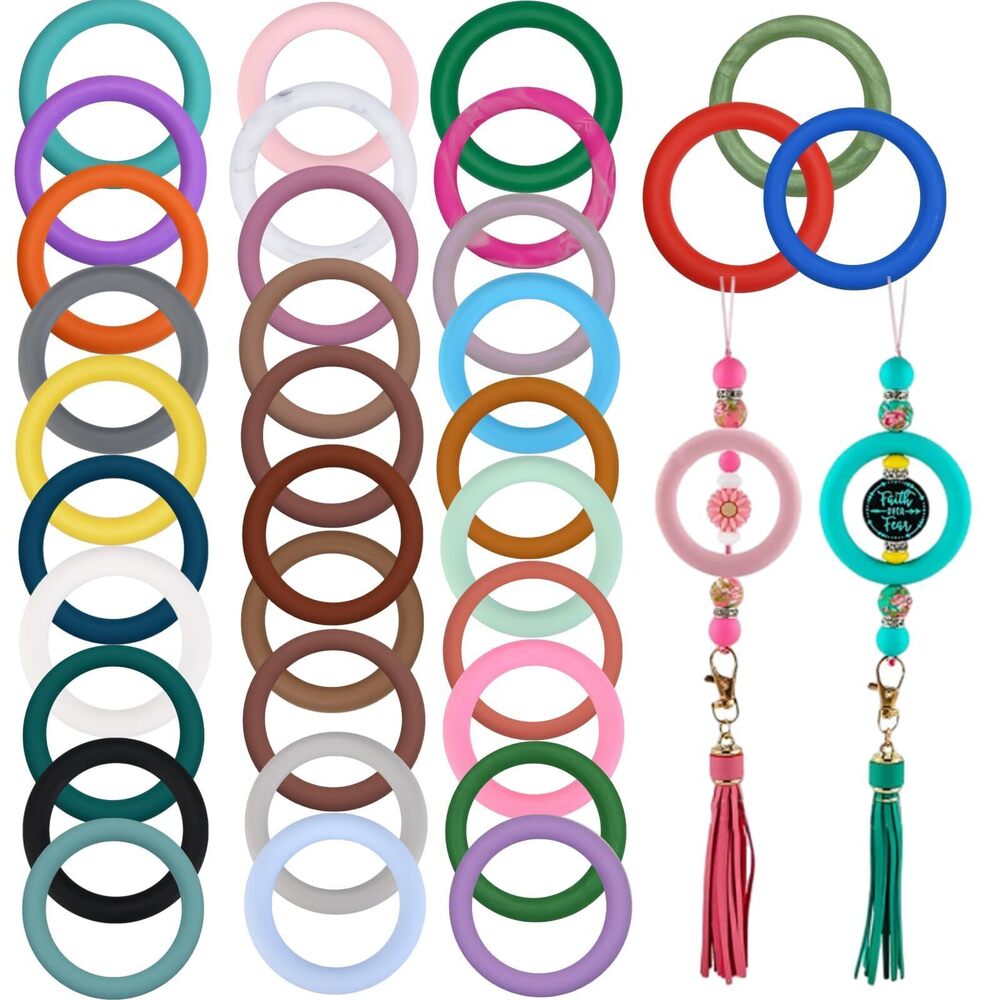 9564 Silicone Beadable O Rings 65mm Round Silicone Loop to Make Key Chain